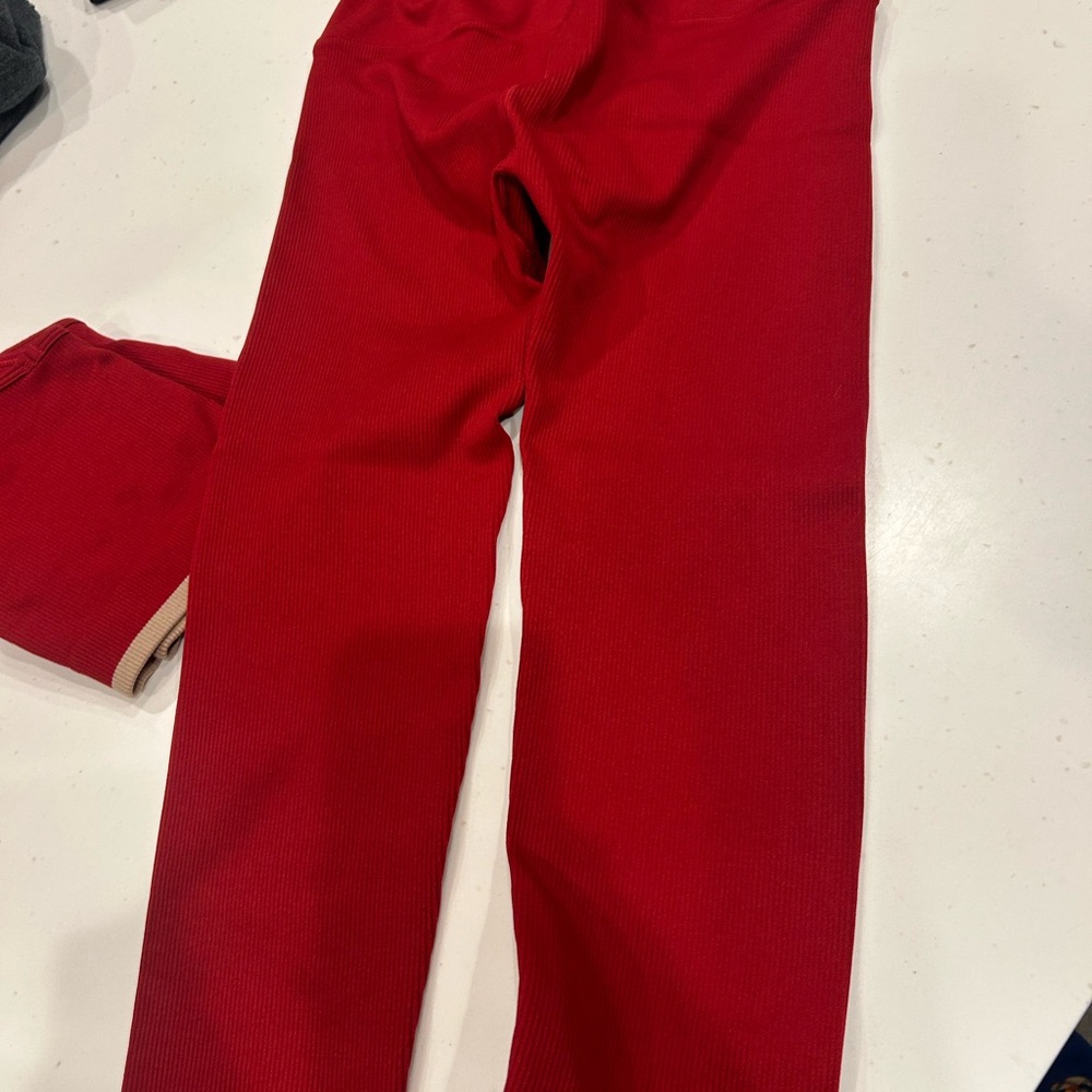 Spiritual Gangster Red Ribbed Leggings